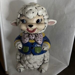 Vintage 11.5" Easter Lamb/Sheep Ceramic Albertas Mold Retro 1967 Handpainted